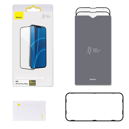 Защитное стекло BASEUS SGQP030201 для iPhone 13 Pro Max 6.7, 0.3mm, черный, 2pcs - 3