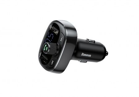 Автомобильное зарядное устройство BASEUS T typed S-09, 2USB, 3.4A, черный, дисплей  Bluetooth, FM, - 1