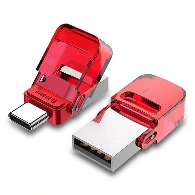 Baseus Red-Hat Type-C USB Flash Disk Tarnish Body + Cover (Red) 