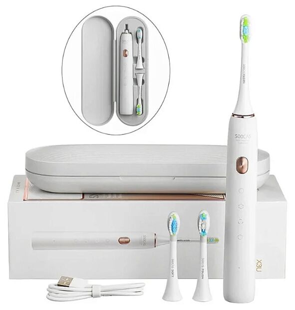 Электрическая зубная щетка Soocas Sonic Electric Toothbrush X3U RU (3 насадки и футляр), белый - 7